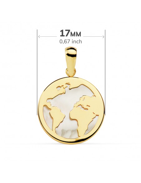 18K COLGANTE MAPAMUNDI NÁCAR 17 MM.
