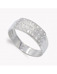 18K SORTIJA ORO BLANCO CON CIRCONITAS. ANCHO: 7 MM