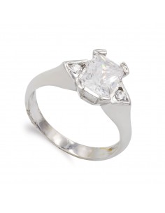 18K SORTIJA ORO BLANCO CON CIRCONITA EN GARRA. ANCHO: 8 MM