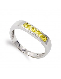 18K SORTIJA ORO BLANCO Y CIRCONITA COLOR AMARILLO. ANCHO: 4 MM