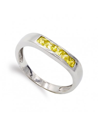 18K SORTIJA ORO BLANCO Y CIRCONITA COLOR AMARILLO. ANCHO: 4 MM