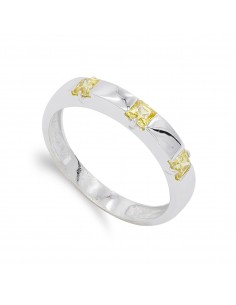 18K SORTIJA ORO BLANCO Y CIRCONITA COLOR AMARILLO. ANCHO: 3 MM