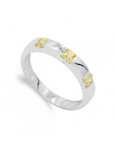 18K SORTIJA ORO BLANCO Y CIRCONITA COLOR AMARILLO. ANCHO: 3 MM