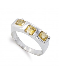 18K SORTIJA ORO BLANCO CON TOPACIO ANCHO: 6 MM