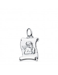 18K PERGAMINO LISO ORO BLANCO ANGELITO 15 X 12 MM