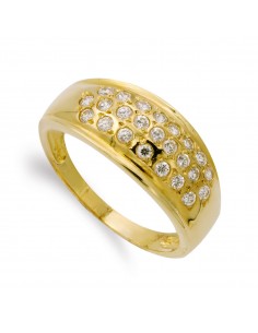 18K SORTIJA ORO AMARILLO CON CIRCONITAS. ANCHO: 9 MM