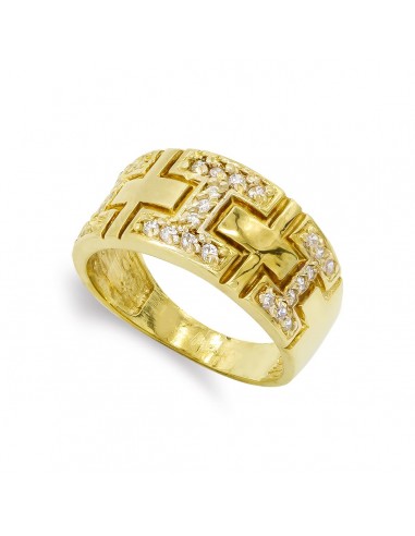 18K SORTIJA ORO AMARILLO MACIZA CON CIRCONITAS. ANCHO: 10 MM