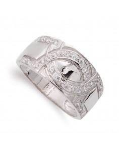 18K SORTIJA ORO BLANCO ANCHA CON CIRCONITA. ANCHO: 10 MM