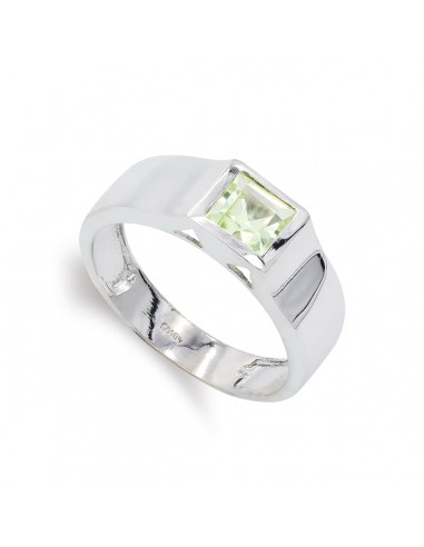 18K SORTIJA ORO BLANCO CON OLIVINA. ANCHO: 6 MM