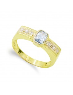 18K SORTIJA ORO AMARILLO PIEDRA RECTANGULAR Y CIRCONITAS. ANCHO: 7 MM