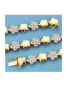 18K PULSERA BICOLOR Y PIEDRAS. 22.35 GRS.