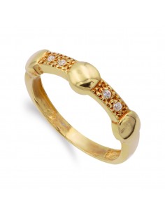 18K SORTIJA ORO AMARILLO BOTONES REDONDOS CON CIRCONITAS. ANCHO: 5 MM