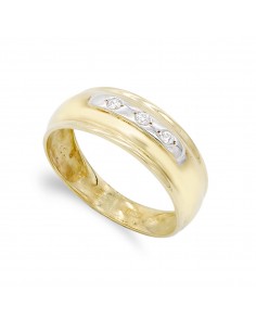 18K SORTIJA ORO BICOLOR MACIZA CON CIRCONITAS. ANCHO: 7 5 MM