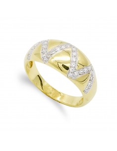 18K SORTIJA ORO AMARILLO MACIZA CON CIRCONITAS. ANCHO: 9 MM