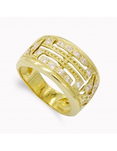18K SORTIJA ORO AMARILLO CALADA CON CIRCONITAS. ANCHO: 11 5 MM