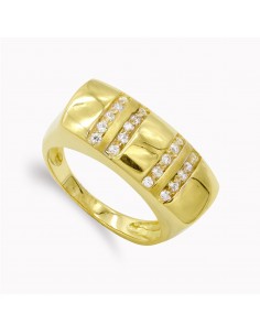 18K SORTIJA ORO AMARILLO MACIZA CON CIRCONITAS. ANCHO: 9 MM