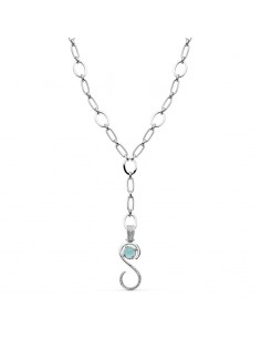 18K GARGANTILLA ORO BLANCO 44CM COLGANTE CON PIEDRA AZUL