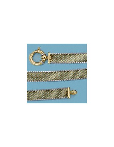 18K PULSERA BICOLOR MALLA