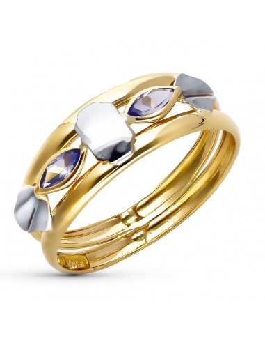 18K SORTIJA ORO BICOLOR CON CIRCONITAS. ANCHO 7 MM
