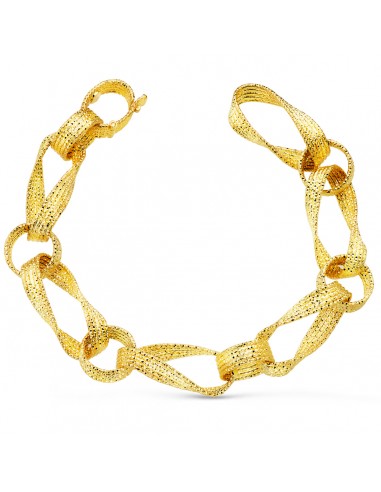 18K PULSERA ORO AMARILLO ESLABONES HUECOS. ANCHO: 12 MM. LARGO: 21 CM.