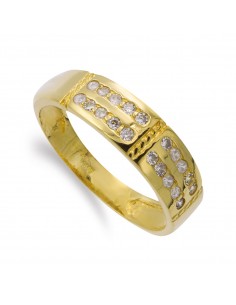 18K SORTIJA ORO AMARILLO MACIZA CON CIRCONITAS. ANCHO 6 MM