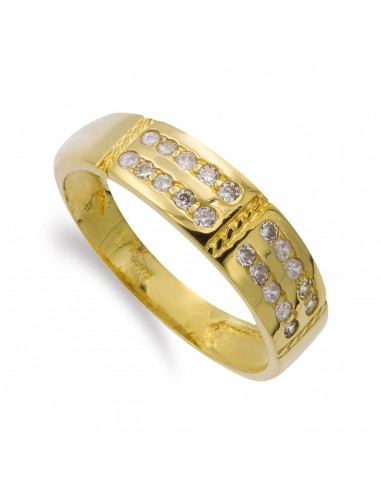 18K SORTIJA ORO AMARILLO MACIZA CON CIRCONITAS. ANCHO 6 MM