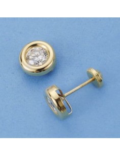 18K PENDIENTES REDONDOS CIRCONITAS. 8 MM.