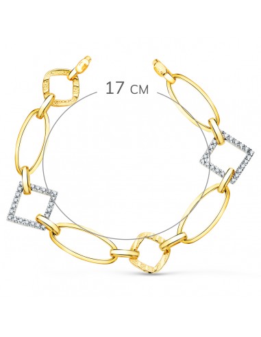 18K PULSERA ORO BICOLOR ESLABONES Y CIRCONITAS. ANCHO: 16 MM. LARGO 17 CM.