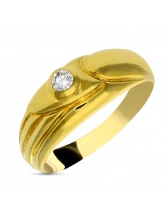 18K SORTIJA ORO BICOLOR DIAMANTE NATURAL  TALLA BRILLANTE. 0 10 QTS.