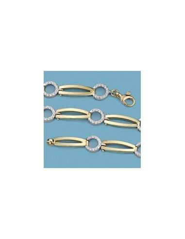 18K PULSERA BICOLOR CIRCONITAS. 12.45 GRS.