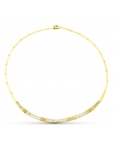 18K GARGANTILLA ORO AMARILLO Y BARRITAS CON CIRCONITAS