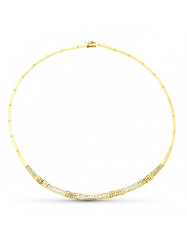 18K GARGANTILLA ORO AMARILLO Y BARRITAS CON CIRCONITAS