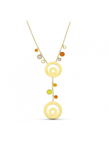 18K GARGANTILLA ORO AMARILLO PIEDRAS DE COLORES Y CIRCULOS