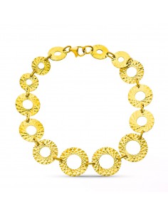 18K PULSERA ORO AMARILLO CIRCULOS TALLADOS. ANCHO 13 MM LARGO 18CM