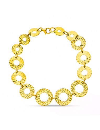 18K PULSERA ORO AMARILLO CIRCULOS TALLADOS. ANCHO 13 MM LARGO 18CM