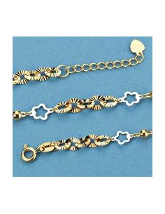 18K PULSERA BICOLOR FLORES. 3.10 GRS.