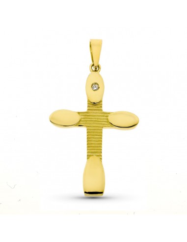 18K CRUZ ORO AMARILLO CIRCONITA 34X22 MM