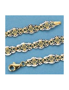 18K PULSERA BICOLOR CALADA. 6.80 GRS.
