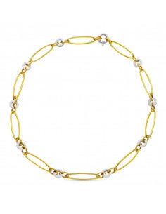 18K GARGANTILLA ORO BICOLOR ESLABONES OVALES Y CIRCULOS