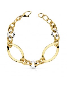 18K PULSERA BICOLOR HUECA. ANCHO:18 MM. LARGO: 19 CM.