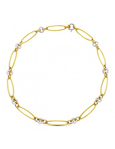 18K GARGANTILLA ORO BICOLOR ESLABONES OVALES Y CIRCULOS