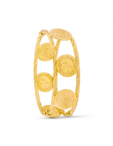 18K PULSERA ORO AMARILLO RIGIDA MONEDAS 18 MM