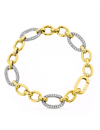 18K PULSERA ORO BICOLOR ESLABONES ANCHO 11 MM LARGO 20CM