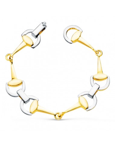 18K PULSERA ORO BICOLOR ESTRIBOS. ANCHO 14 MM LARGO 20CM