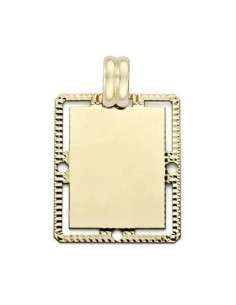 18K PLACA CHAPA ORO AMARILLO FILO TALLADO 26X20 MM