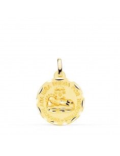 18K MEDALLA ORO AMARILLO INMACULADA NIÑA RUEGA POR NOSOTROS 18 MM