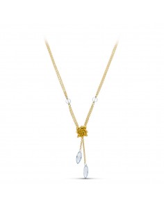 18K GARGANTILLA ORO AMARILLO PIEDRAS COLOR Y FLOR MATE 42CM