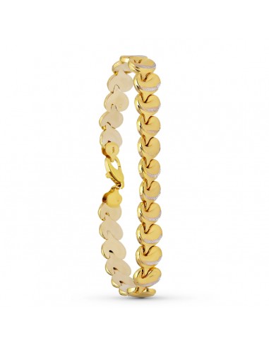 18K PULSERA ORO BICOLOR ESTAMPACION 20CM