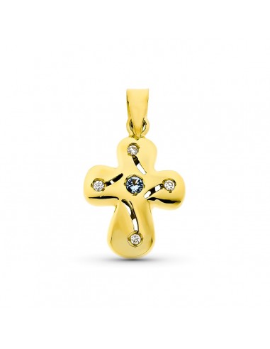 18K CRUZ ORO AMARILLO LISA CIRCONITA 20X14 MM