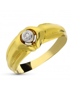 18K SORTIJA ORO BICOLOR DIAMANTE NATURAL TALLA BRILLANTE. 0 10 QTS.